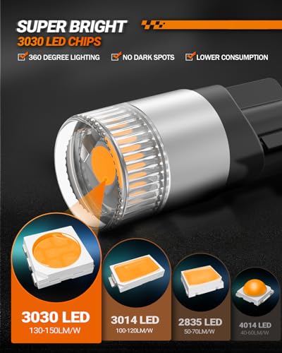 Image of SEALIGHT 194 LED Light Bulbs Amber ＆ Yellow, W5W 168 2825 T10 Car Interior Light Bulb Replacement for License Plate Light, Dome Light, Map Light, Courtesy Light, Pack of 6
