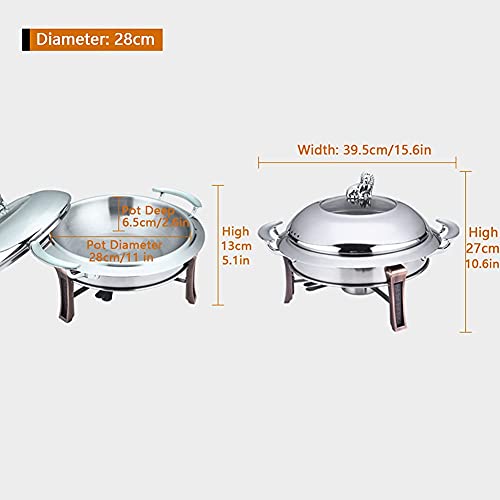 hyywmgx Chafing Dish Full Size, Edelstahl rundes Chafer Dish Set Catering Party Events Buffetwärmer Set mit Speisepfanne… – Bild 4