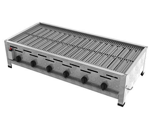 ChattenGlut Professional Gastrobräter 6-flammig Tischgerät Edelstahl Stahlbrenner für Flüssiggas 1140x530x270 mm (22kW Rost) ChattenGlut Professional Gastrobräter 6-flammig Tischgerät Edelstahl Stahlbrenner für Flüssiggas 1140x530x270 mm (22kW Rost)