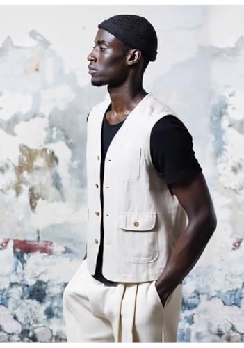 Men's Suit Linen Vest Casual Lightweight Waistcoat Cotton Jacketsleeveless3
