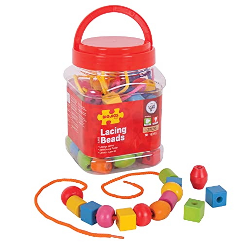 Bigjigs Toys Bocal de perles à lacer