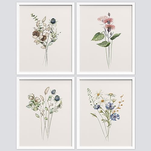 SIGNWIN Framed Forest Wildflower Collage Wall Art, Set of 4