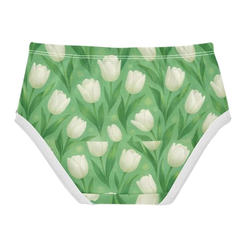 Joisal White Tulips Green Leaves Girls Underwear Toddlers 2t Cotton Panties for Girl Animals Kids Undies Briefs2