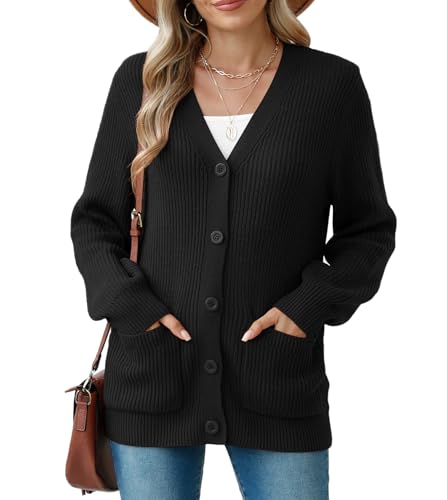 VIISHOW Women Chunky Knit Cardigan Sweater Long Sleeve V Neck Button up Cardigan with Pocket Sweater Coat for Fall and Winter2