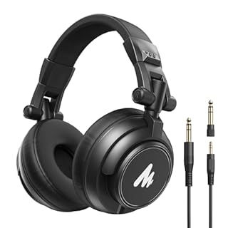 MAONO MH601 Professional Studio Monitor Headphones, Wired Closed Back Over Ear DJ Headset with 50mm Drivers and 1/4 inch to 3.5mm Jack for Guitar Amp Recording Mixing Piano Music Podcast Streaming