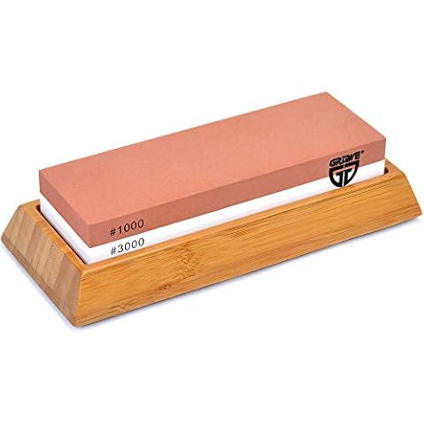 GRÄWE Whetstone Grain 1000/3000 Sharphome with Holder Made of Bamboo Cover
