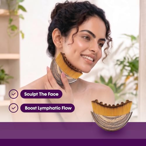 Image of Kesariglow Lymphatic Contour Face Brush for Jawline Sculpting & Facial Massage | De-Puffing, Lymphatic Drainage & Skin Tightening | Soft Bristle Facial Massager for Chin, Neck & Cheeks | Includes Travel Case