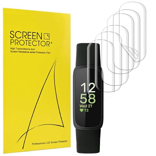 LIANCGJUE 6 Pack Anti-Scratch Film for Fitbit Inspire 3 Screen Protector TPU Flexible Film HD Clear Cover Protective Compatible for Fitbit Inspire 3 Smartwatch