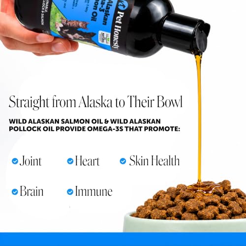 Image of Wild Alaskan Salmon Oil for Dogs + Cats - 100% Pure Natural Omega 3 Fish Oil Supplement for Pet Skin, Coat Health, Allergy Itch Relief, EPA DHA Fatty Acids for Dog Joint Support, Heart Wellness (8 oz)
