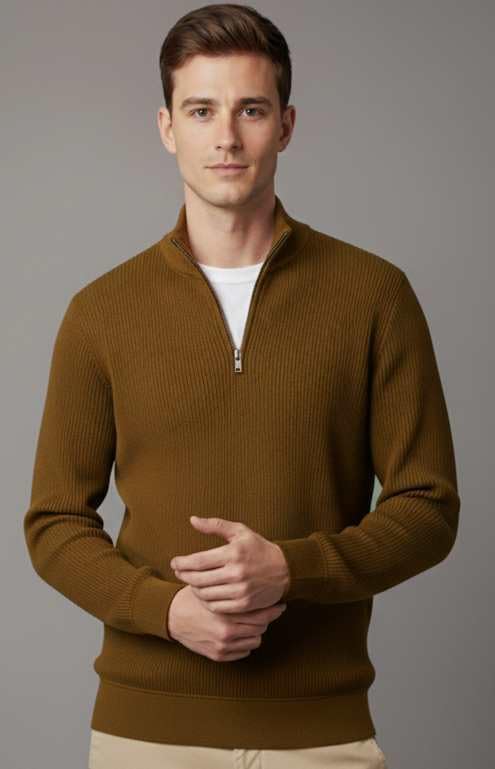 Image of Men's Full Sleeve Winter Wool Half Zipper Pullover Sweater