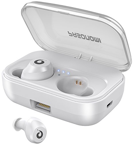 PASONOMI [2019 Version] Bluetooth Earbuds Wireless Headphones Bluetooth Headset Wireless Earphones IPX7 Waterproof Bluetooth 5.0 Stereo Hi-Fi Sound with 2200mA (White)
