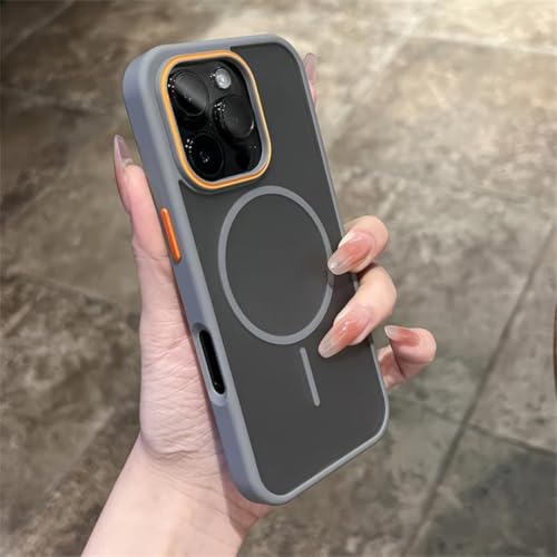 Coque iPhone 13 Pro gris mat magnétique compatible chargeur sans fil dos rigide