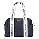 CHILDHOME, Baby Wickeltasche, Mommy Bag, inkl. Baby Wickelauflage, viele Fächer, Kinderwagenaufsatz, Schultergurt, Kunstleder, 22L, Mommy Club Signature, Canva Schwarz