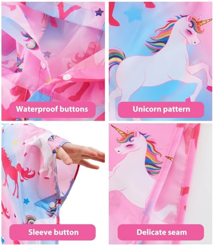 Image of WAWSAM Lightweight Rain Poncho Kids, Ponchos for Kids Waterproof Reusable Hooded, Kids Poncho Rain Jacket