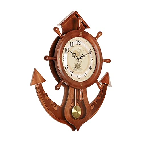 Horloge murale gouvernail de bateau marine décorative silencieuse pour salon