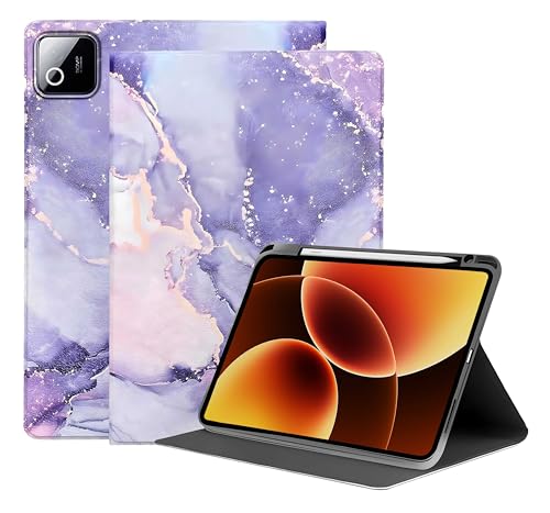 Image of ProElite Book Cover Case for Xiaomi Mi Pad 8 /Pad 8 Pro 11.2 inch case, Smart flip Book Cover for Mi Pad 8 /Pad 8 Pro 11.2 inch with Pen Holder [Support Auto Sleep Wake Feature], Marble Purple
