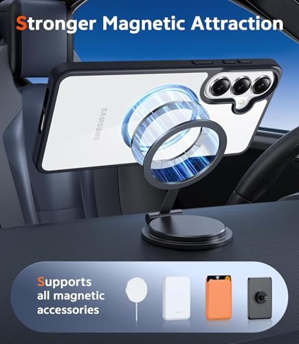 Image of NISHTECH for Samsung Galaxy S26 Plus 5G Case: Clear Magnetic Slim Fit Case Compatible with Magsafe Rugged Protective Transparent Cover (Black Magnetic)