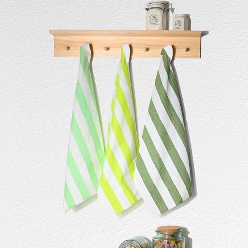 Sensei Maison - 3 torchons Assortis Coton Melrose - 45x70 cm - Pomme/Sauge/Anis