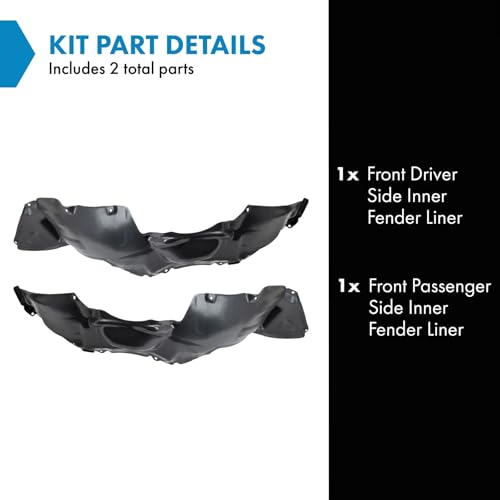 Image of TRQ Front Inner Fender Liner Set Compatible with 2004-2005 Toyota Sienna TO1248130 TO1249130