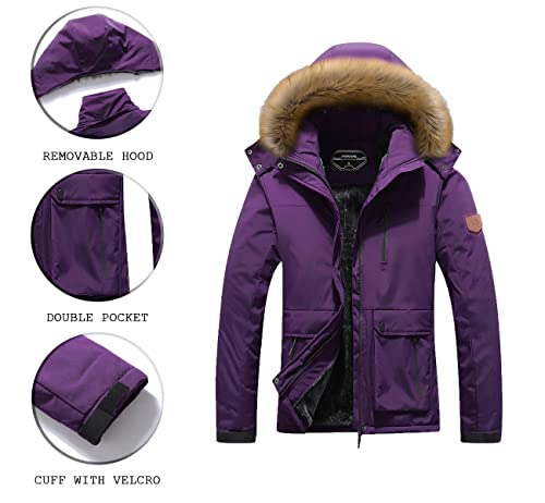 Image of MOERDENG Women's Waterproof Ski Snow Jacket Winter Warm Hooded Snow Coat Mountain Windproof Ski Jacket For Women