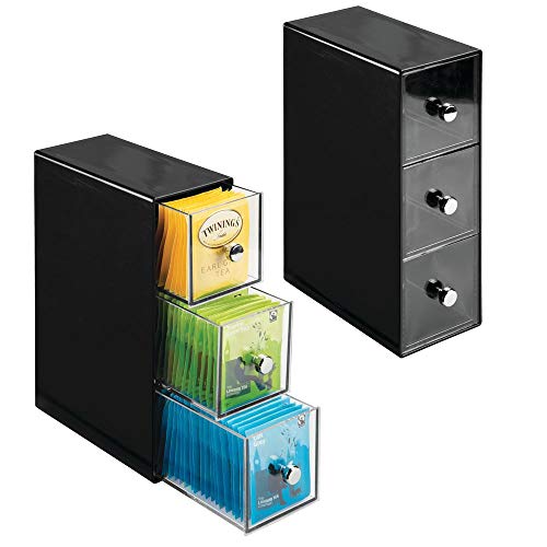 mDesign Plastic Kitchen Pantry, Cabinet, Countertop Organizer Storage Station with 3 Drawers