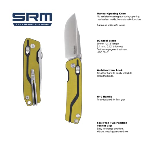 Srm Pocket Knife, Manual Folding Knife, Steel Blade, Ambidextrous Lock, For Outdoor Camping Hunting Or Edc Use, Gifts For Men Dad Husband Boyfriend, 7228 #TOP1