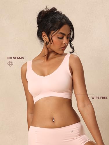 Image of Krvvy Ultrasoft Bralette | Wireless and Seamless Everyday Bra for Women | Full Coverage Slip-On Bralette with Removable Pads | Lightweight Comfort Fit
