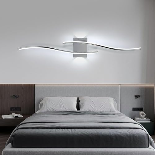Comely Applique LED da Parete Interno, 27W 3000LM Applique Camera da Letto Moderno, 6500K Luce Bianca Fredda Lampada da Parete LED per Camera da Letto, Soggiorno, Corridoio