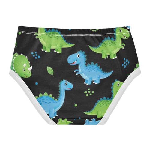 Toddler Girl Briefs, Cartoon Dinosaurs Dot Black Cotton Underwear Girls, 2–8 Years2