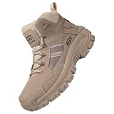 Generisch Botas de nieve cálidas para hombre, botas de senderismo para hombre, ligeras, semialtas, con cordones, antideslizantes, con cordones, botas térmicas, monocolor, vintage, botas de invierno