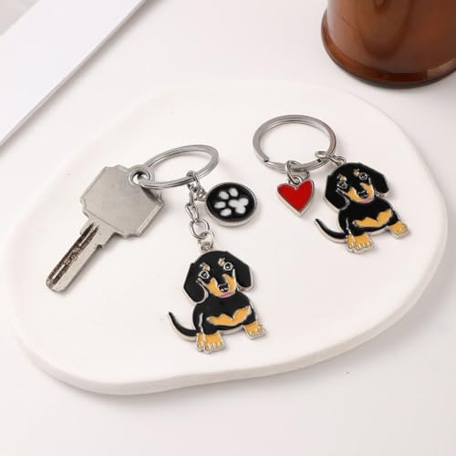 Lpitoy 2 Stück Dackel-Schlüsselanhänger, Niedliche Tier-Taschenanhänger und Schlüsselhalter für Hundeliebhaber