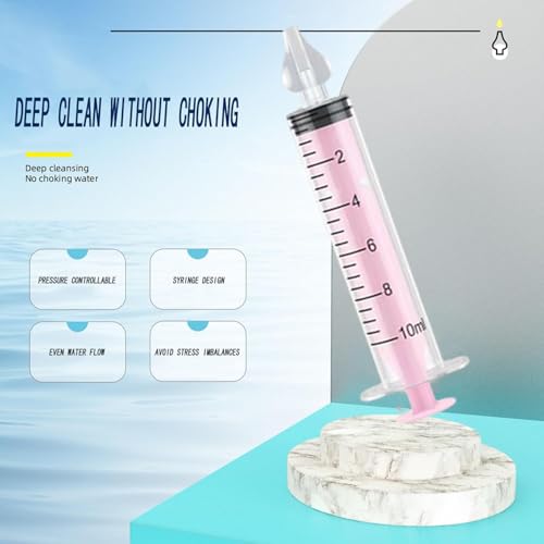 Image of Silicone Baby Nasal Aspirator,Syringe Nasal Irrigator,10ml Nasal Irrigator Portable Infant Nose Cleaner Nose Aspirator with Cleanable (Pink)