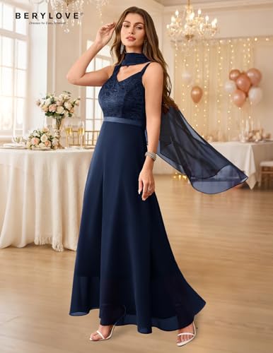 Image of BeryLove Summer Formal Wedding Guest Prom Dresses Sequin Cocktail Evening Lace Elegant Mother of The Bride Dress