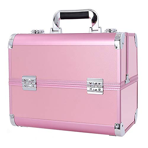 Extra Large Space Storage Beauty Box? Make up Nail Jewelry Cosmetic Vanity Case?Beauty Accessories Storage Case?for Pro Makeup/Nail Art/Travel/Storage,PinkA