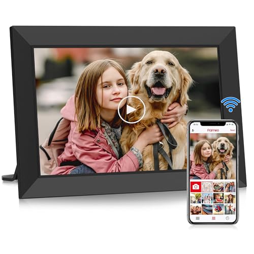 Frameo Digital Photo Frame WiFi 10.1 Inch-Built in 32GB Memory,1280x800 HD IPS Touch Screen, Electronic Frame, Auto-Rotate, Wall Mount-Share Photos/Videos via Frameo App,birthday gifts for women