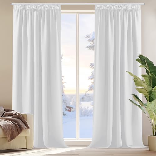Deconovo Gardinen Blickdicht für Schienensystem Vorhänge Deko Silber Grau | 2er Set, H 180 x B 140 cm, Thermovorhang, Wohnzimmer und Schlafzimmer Gardinen, für Thermal Curtains, Üb