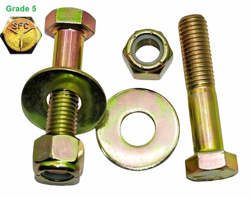 Image of 5 /8 inch x 3 inch Hex Head Bolt by Color Galvanization with Nylon Lock nut and Large Size Washer Assortment Kit,Alloy Steel,Grade 5.(4pcs Pack). by Metalsuberg