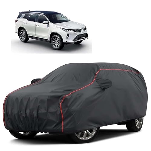 Image of Sulfar 100% Water Resistant Car Body Cover Compatible with Mirror for Toyota Legender (Triple Stitched, Full Bottom Elastic, Dark Grey Tafetta with Red Piping)