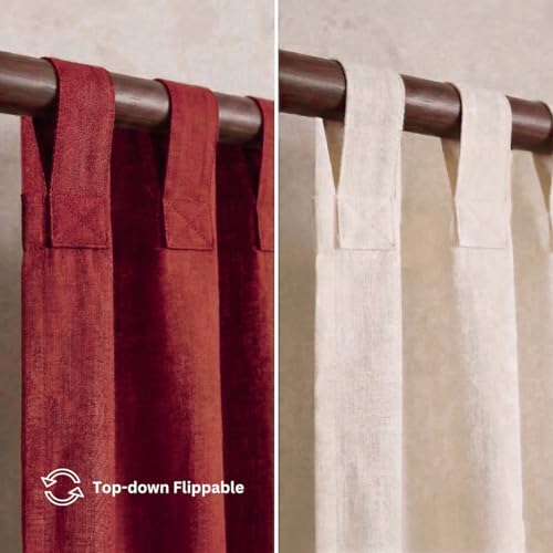 Image of Peepul Tree Cotton 7ft Door Curtain in Maroon & Off White | Woven Colour Block Design | 70% Semi Blackout | Top to Bottom Reversible Curtain
