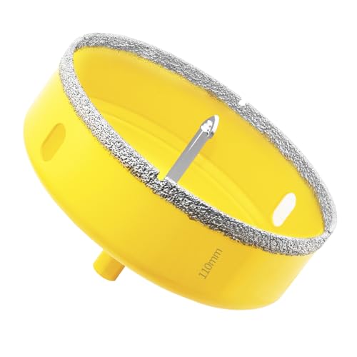 Aohhy Broca de Diamante 110mm con Piloto de Centrado, Profesional Sierra Coronas Perforadora de Diamante para Azulejos, Porcelana, Vidrio, Mármol y Cerámica