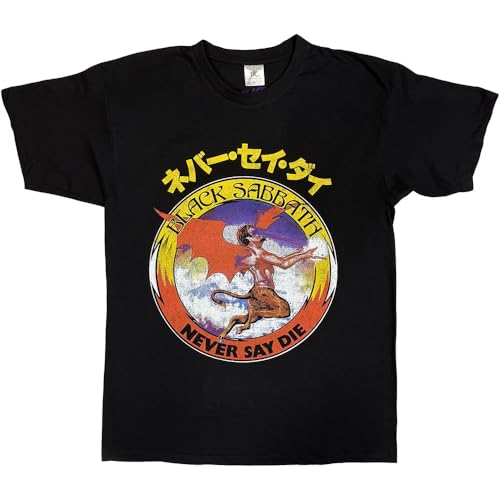 Black Sabbath T Shirt Never Say Die Japanese Logo Official Unisex Black XL
