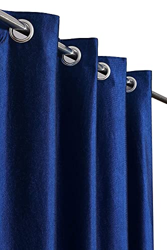 Image of Curtains 9 Feet Long for Living Room - Long Door Curtains Set 1 Pcs Panel, Solid Parda for Home Decor & Office Blue Colour 9 feet (48 x 108 Inch) - 1 Pcs