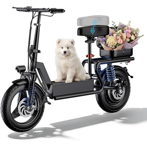 Electric Scooter with Seat for Adults,1400W Peak Motor,48V 18Ah Battery,25MPH,35 Miles Range,14"x2.5" Fat Tires,Foldable Commuter E-Scooter with Rear Box,Max 330LBS,UL2272