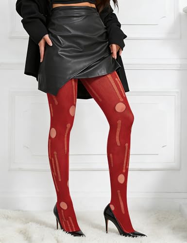Image of Fishnet Stockings for Women Ripped Tights Plus Size Sexy High Waist Pantyhose Black XS-5XL