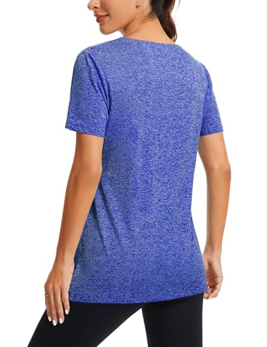 Image of Cucuchy Womens Yoga Tops Flowy Fitness Workout Shirts Short Sleeve Activewear