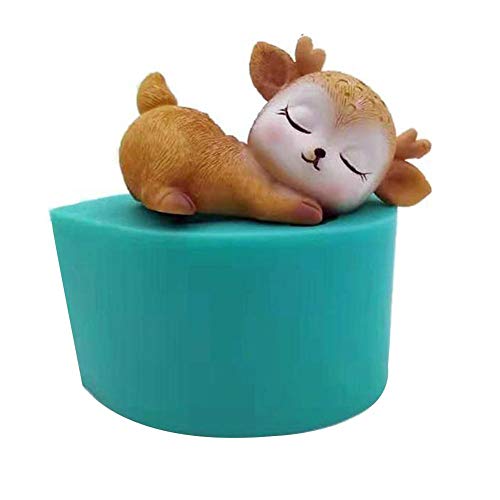 Luckycyc 3D Sika Deer Silicone Mold, Sika Deer Candle Mold Cute Cake Chocolate 3D Mould Animal Molds Sika Deer Silicone Soap Mold for DIY Crafts Cake Decoration, Random Color