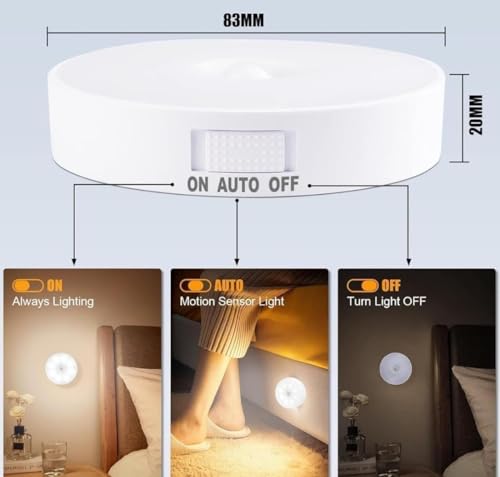 Image of LEPOWER Motion Sensor Light for Home, USB Rechargeable Wireless LED Night Light, Self Adhesive Body Induction Lamp for Wardrobe, Cupboard, Stairs, Kitchen