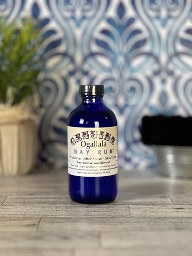 8 oz Genuine Ogallala Bay Rum & Sandalwood Aftershave Old-time looking bottle and label.