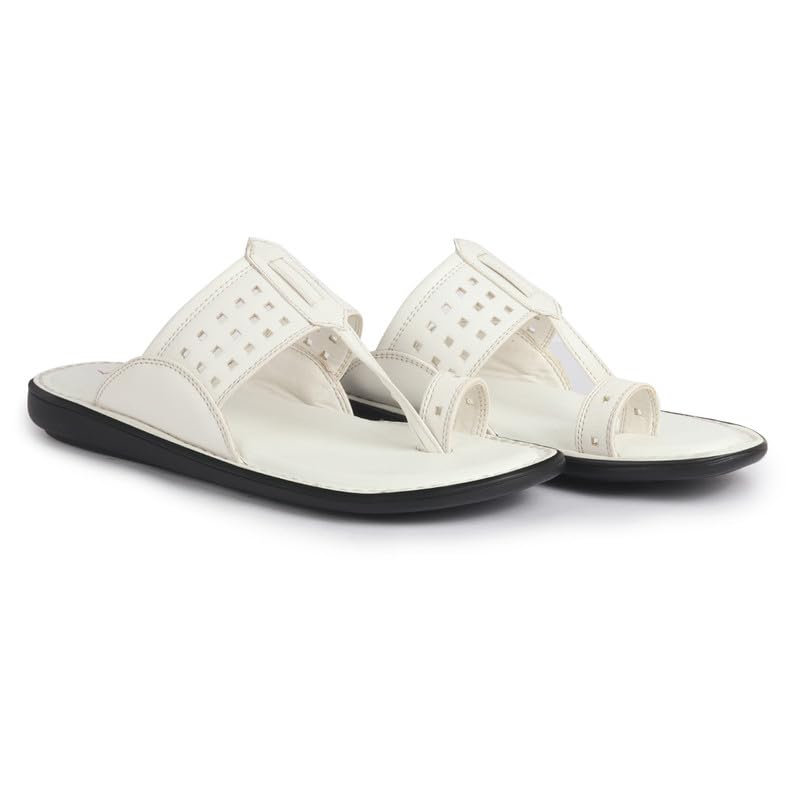 Image of FAUSTO Men Casual Outfit Kolhapuri Toe Ring Strap Ortho Slippers | Memory Cushioned Footbed | Ultra Lightweight and Comfort Slip On Slipper