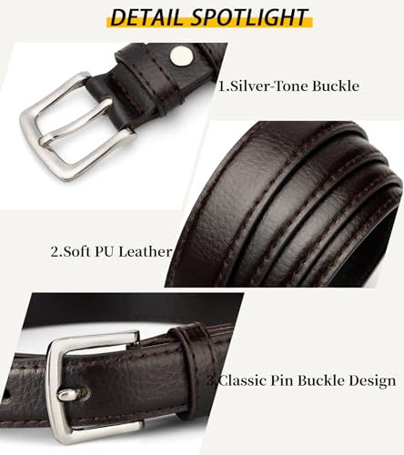 Womens Belt, Black Belt for Women Jeans Pants Dress, Fashion Silver Pin Buckle3